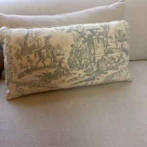Pale Blue French Toile Country Scene Pillow EUC
